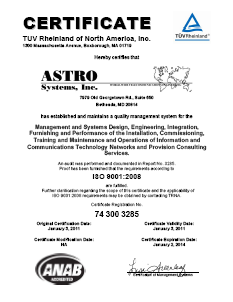 ASTRO ISO Certification